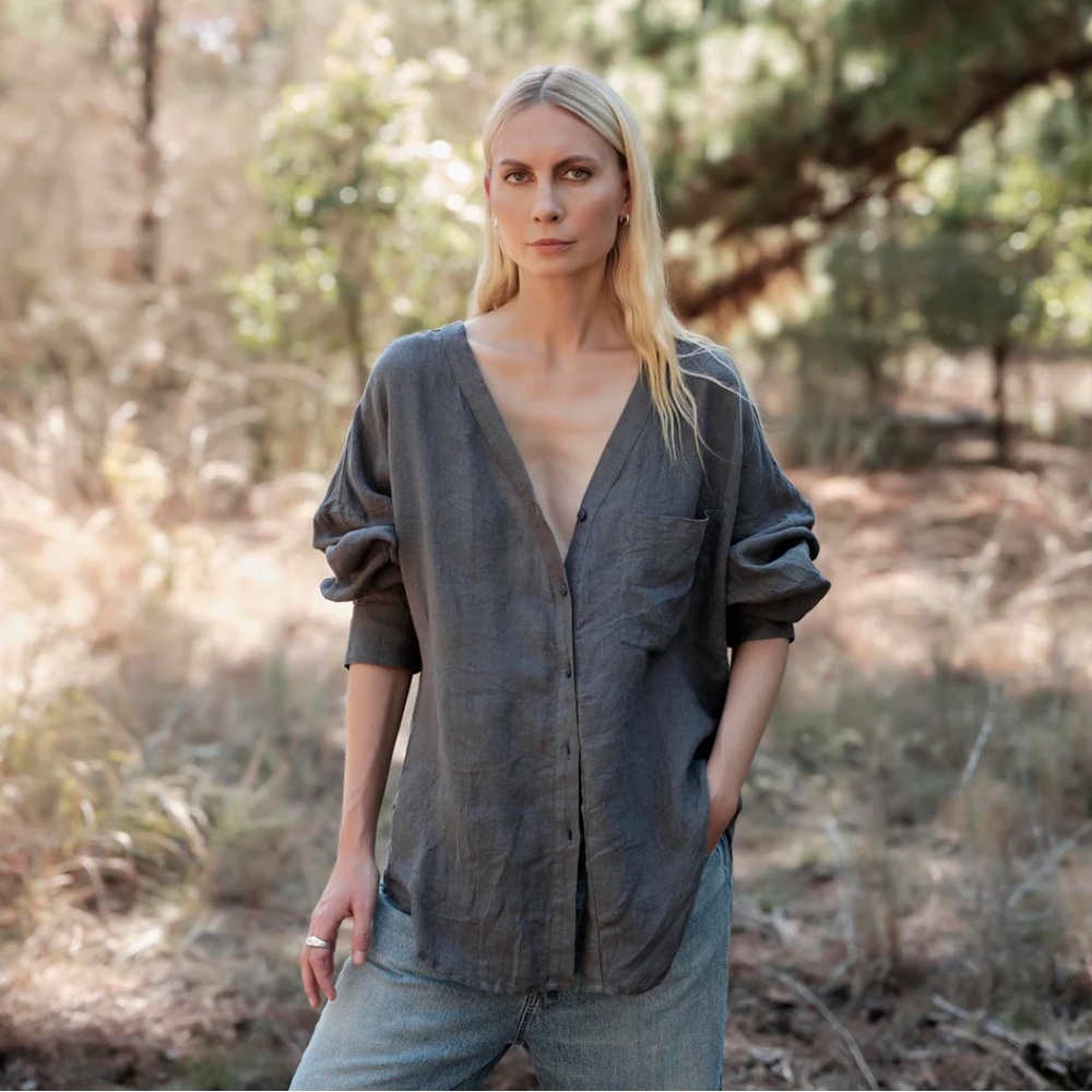 Mamène Smock Top in Agave Linen, size 1